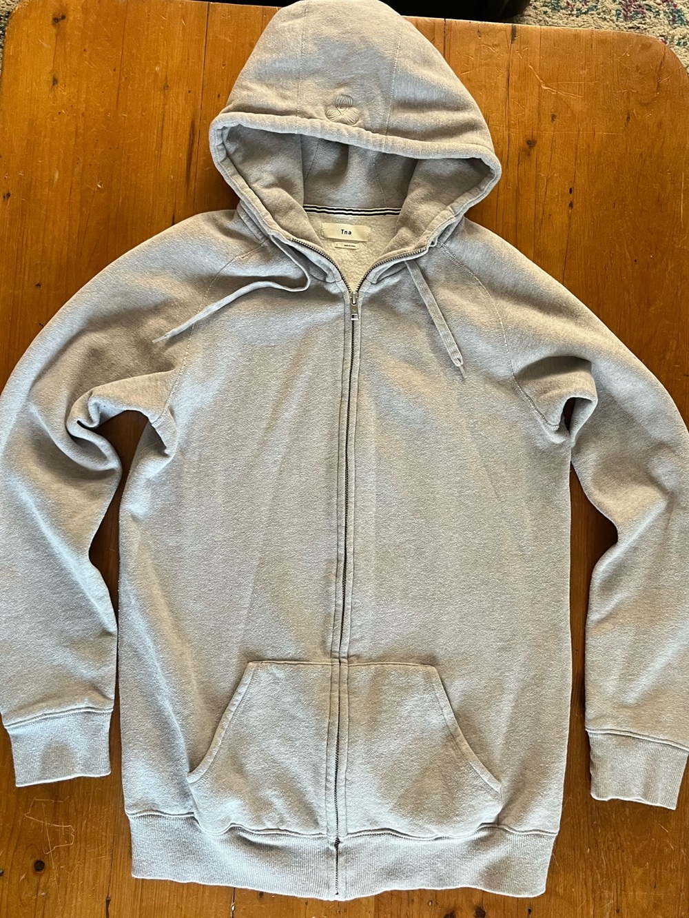Aritzia TNA Dove Gray Long Full Zip Hoodie Sweatshirt